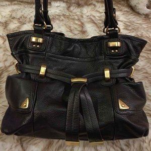 Makowsky black leather handbag